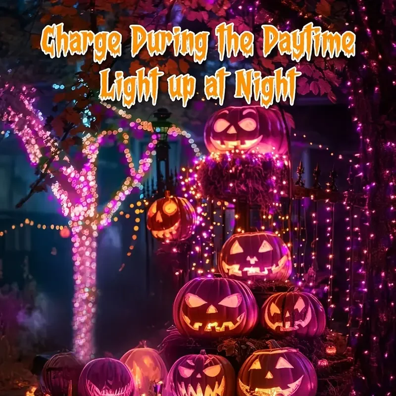 1 قطعة 12 متر/39.37 قدم. 100 LED سلسلة ضوء الشمس للهالوين مع 8 أوضاع مصباح مقاوم للماء في الهواء الطلق لديكور فناء الحفلات الداخلية