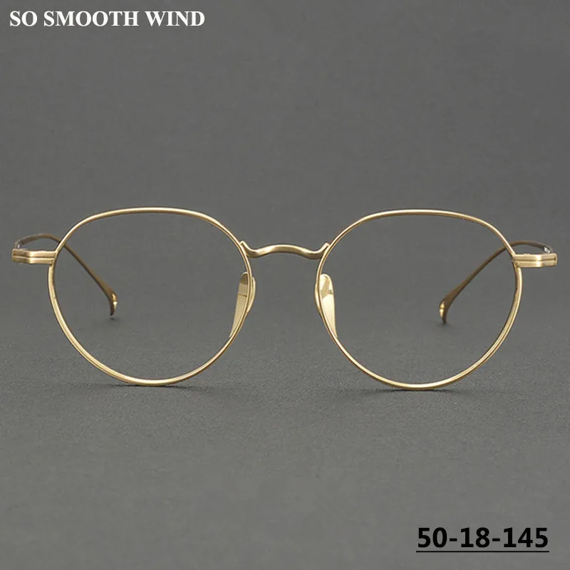 

Japanese Handmade Titanium Ultra-light Glasses Frame Retro Oval Round Mens Women Screwless Brand Eyeglasses Spectacles KMN3005