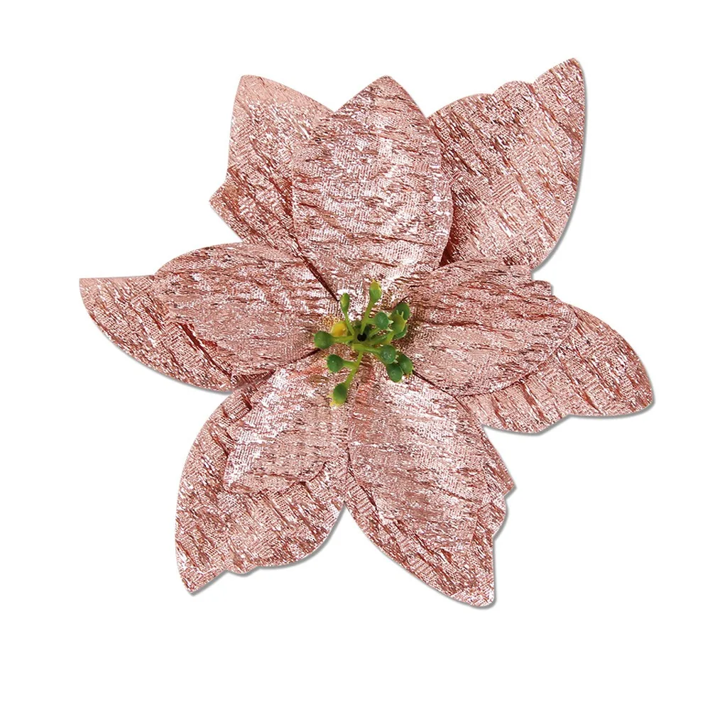 

15cm Christmas Glitter Poinsettia Flower Sequins Large Simulated Flower Head Realistic DIY Wreath Artificial Christmas Flower