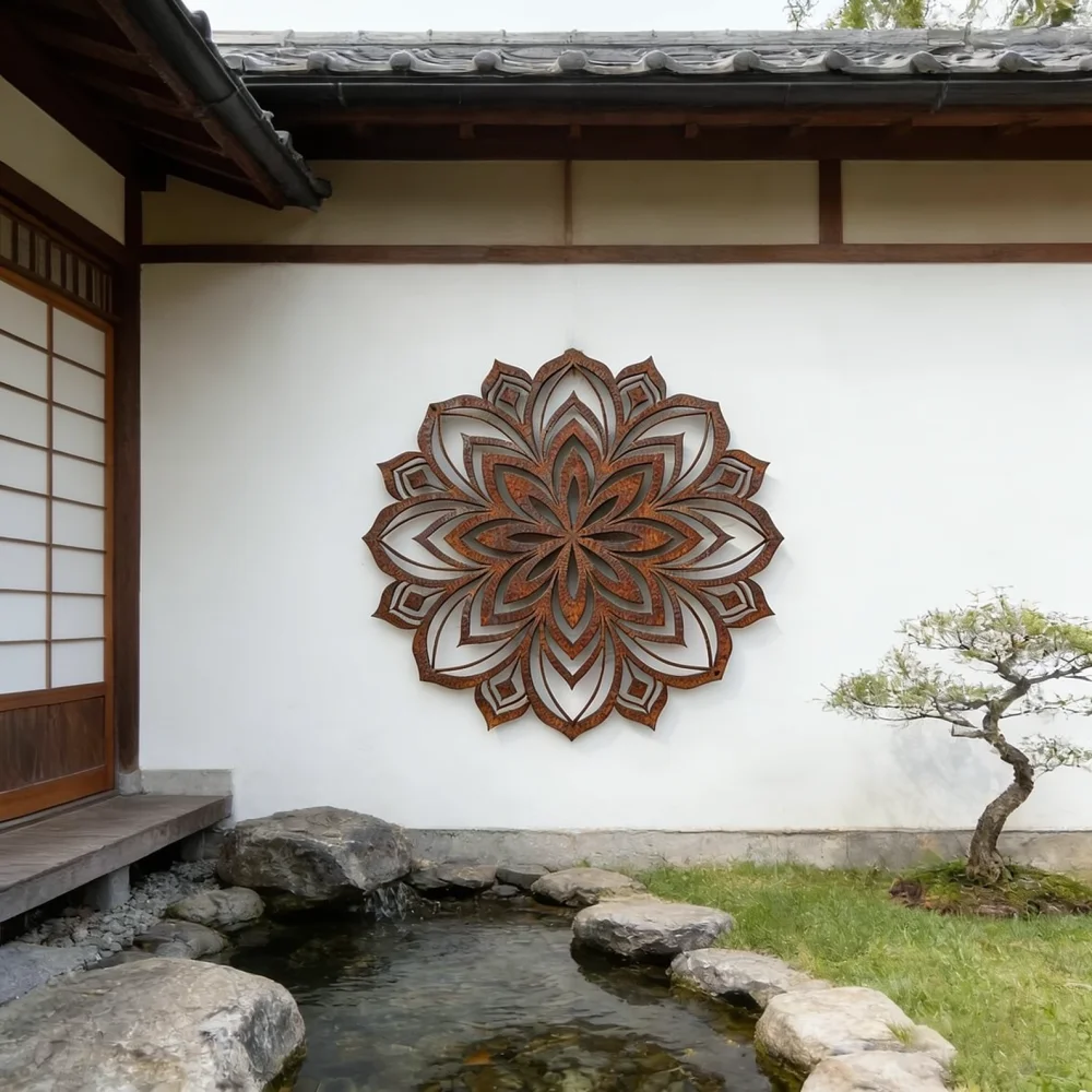 Artistic Metal Mandala Wall Ornament Geometric Iron Craft For Outdoor Garden Gate Indoor Living Room Decor
