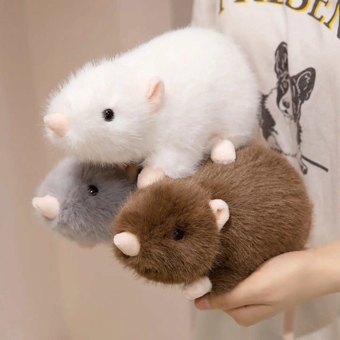 Lindo Ratón de Peluche Realista, Juguete de Peluche, Muñeco de Peluche Suave y Esponjoso para Niños y Adultos, Regalo, Decoración del Hogar, Múltiples Colores, Ava