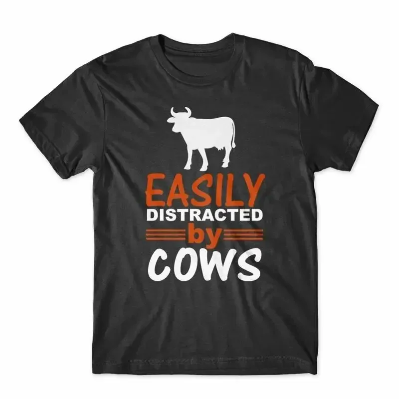 Easily Distracted by Cows T Shirt 100 Cotton Premium