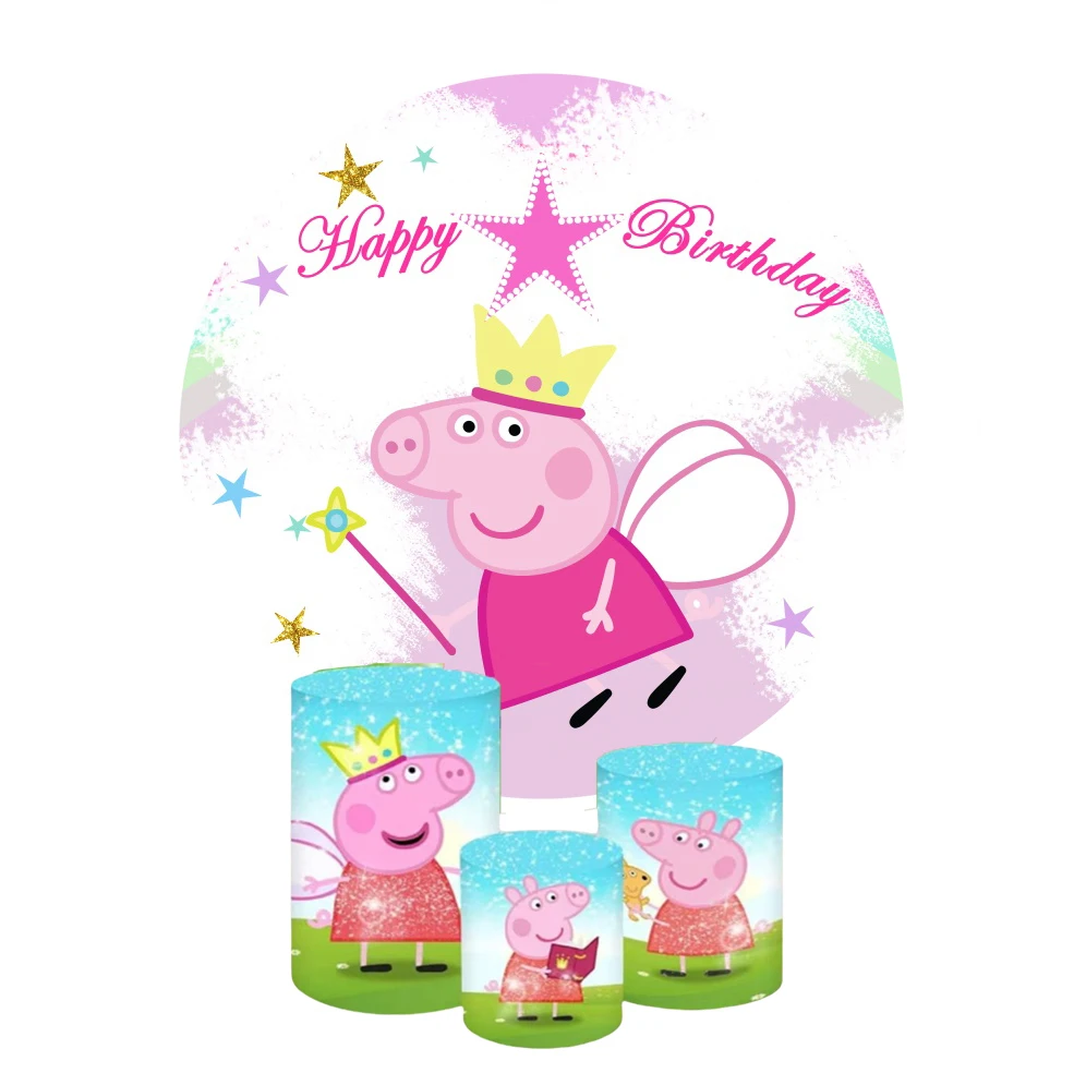 Hasbro Pegga Varken Cilinder Cover Ronde Foto Achtergrond Verjaardagsfeestje Fotografie Achtergrond Dessert Tafel Baby Douche Aanpassen