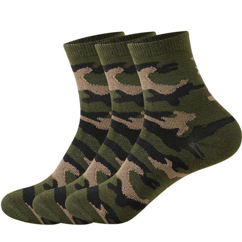 Brand 5 Pairs Autumn And Winter Mid-tube Camouflage Socks Thick Large Size Socks Men\'s Long-tube Cotton Socks