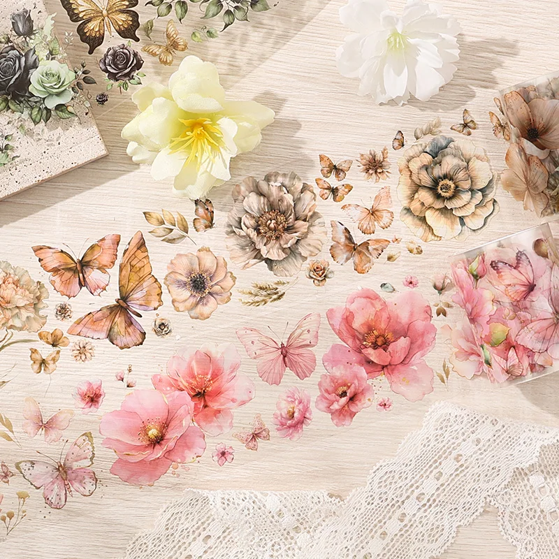 JIANQI 50mm*2m 1pc PET Tape Stickers Creativity Scrapbooking Hand Account Adhesive hand made Diy Junk Journal Craft Supplies view 5