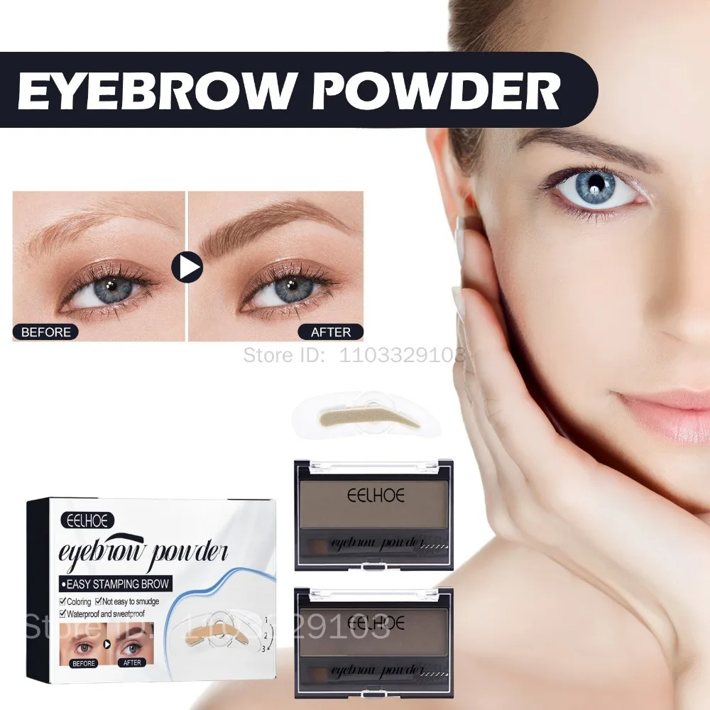 2 色の眉パウダープロフェッショナルメイクパレット眉毛スタンプ眉エンハンサーアイシャドウ長期的な防水パウダー