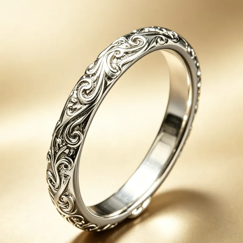 Minimalist retro relief vine texture ring, ladies can wear layered irises as a versatile daily gift