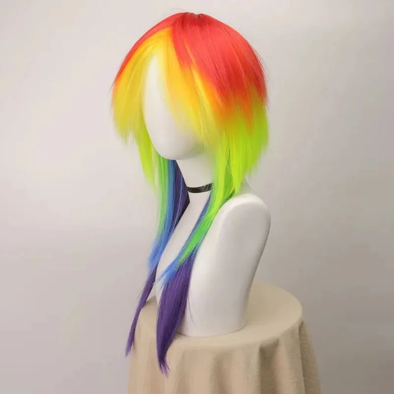 

AIAI 2025Pony Friends Rainbow Dash Косплей Ombre Красочный синтетический длинный прямой парик Милая девушка Пони Мультфильм Аниме Coser