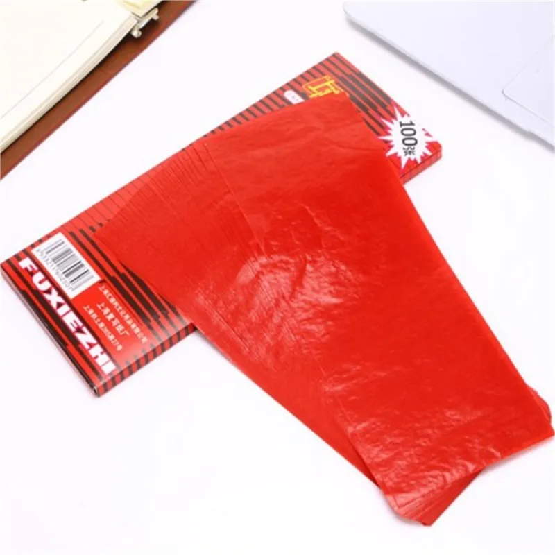 100 unids/caja 38K papel de transferencia de plantilla de carbono rojo doble cara Pro copiadora seguimiento Hectograph Repro 22x8.5cm