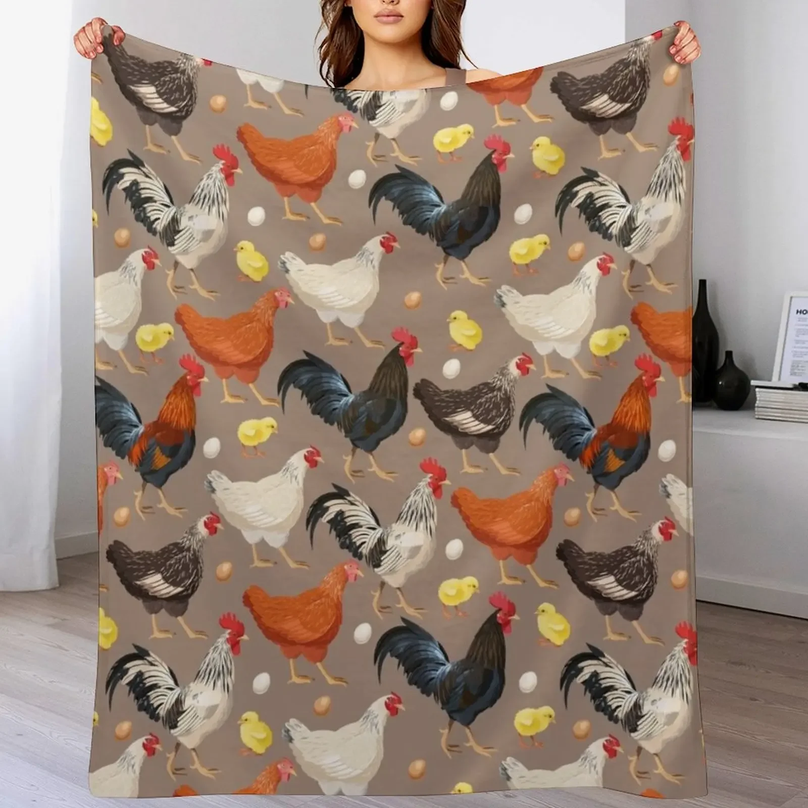 

chicken colorfull pattern Throw Blanket Soft Beds Cute Plaid Blankets