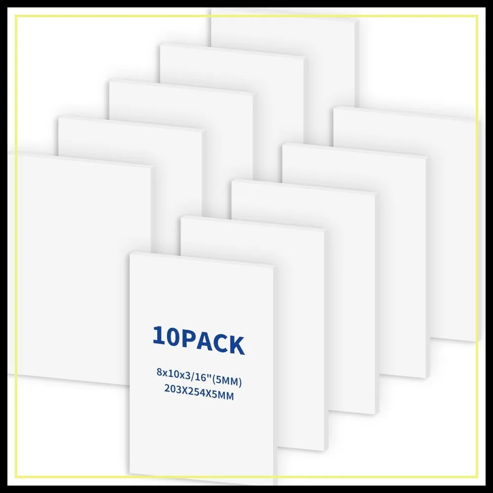 

White Foam Boards 8x10 inch, 10 Pack, 3/16" Thick Double-Sided Foam Core for Signs, Crafts, Presentations, School & Office