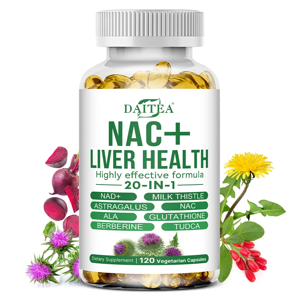 

Liver Advanced+, 20-in-1 Complex with Milk Thistle, Dandelion, NAD, NAC, Glutathione, Artichoke, Turmeric, & Astragalus, Non-GMO