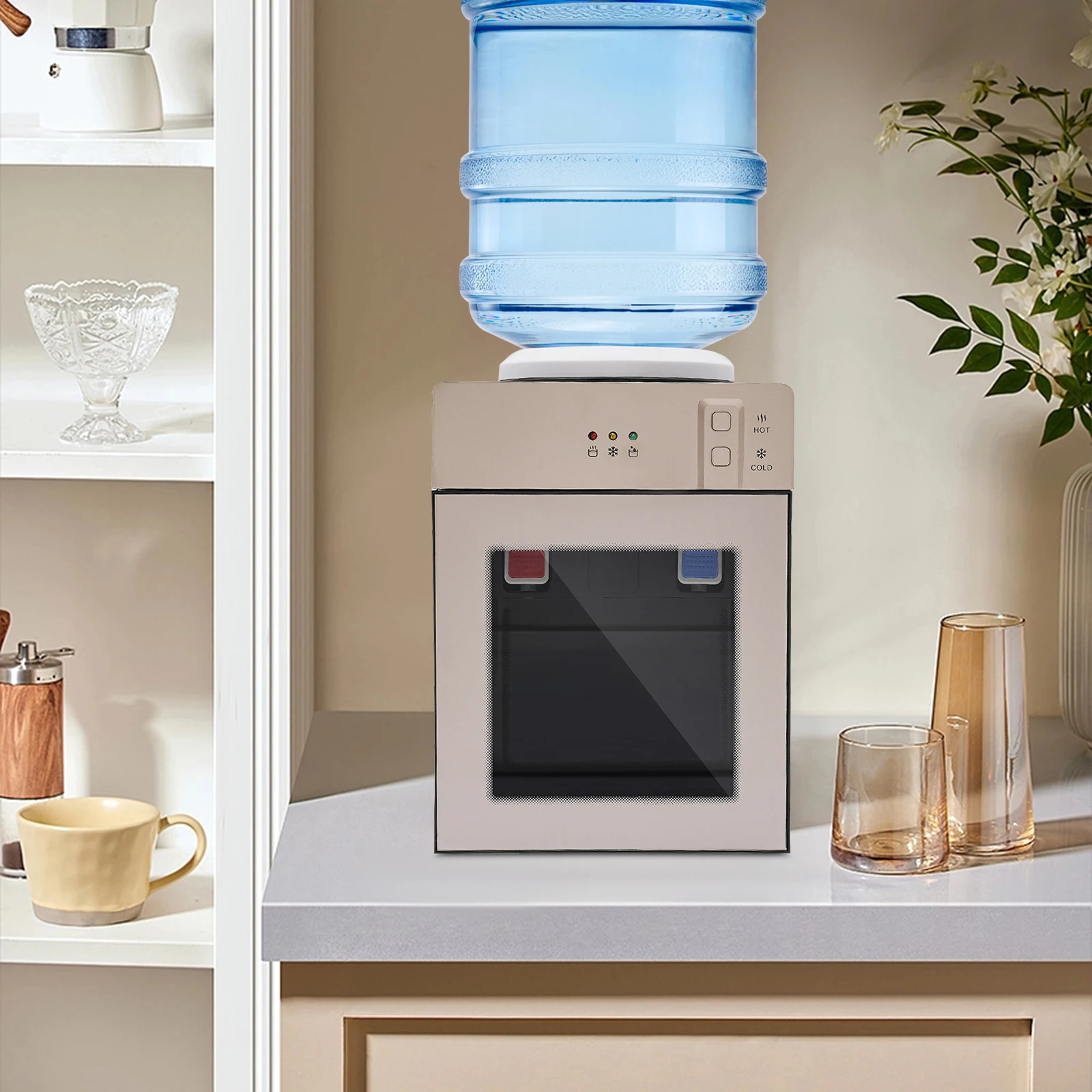 

110V Hot/Cold Water Cooler Dispenser, Food-grade Stainless Steel Liner Healthy Drinking Dispenser, Efficient Cooling/Heating