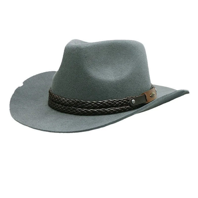 Hot Sale In Europe And America Autumn And Winter Hat Woolen Cowboy Hat Bow Men's Jazz Top Hat