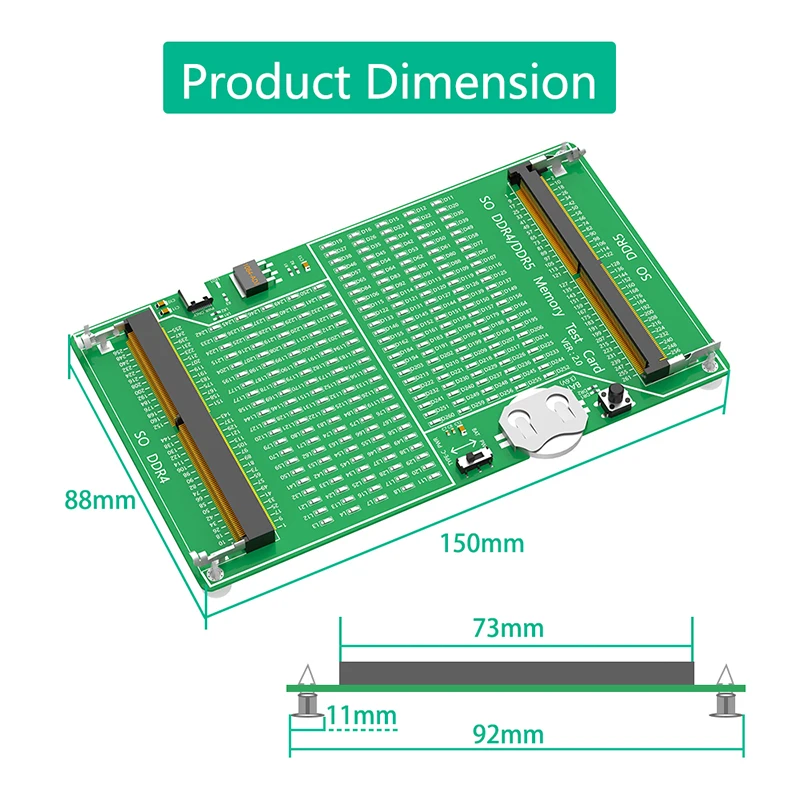 Laptop so DDR4 DDR5 Speicher RAM Test karte Diagnose Adapter PCB Circuit Tester Tool mit LED für Laptop DDR4 DDR5 Speicher