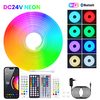 24V RGB Neon LED Strip Tuya Wifi Bluetooth APP Remote Control Waterproof RGB Neon Light for Bedroom Gaming Room  5M 10M 15M 20M