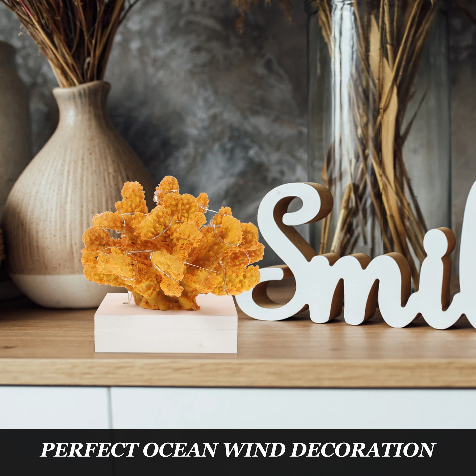 

Resin Coral Decor LED Light Artificial Coral Ornament Desktop Craft Realistic Glowing Home Decoration Home Decor