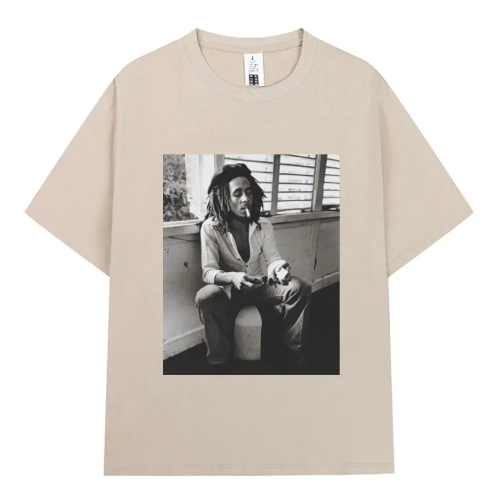 Reggae Music Originator Bob Marley T Shirt Men Vintage Gothic T-shirt Cotton Casual Oversized Short Sleeve T-shirts Streetwear