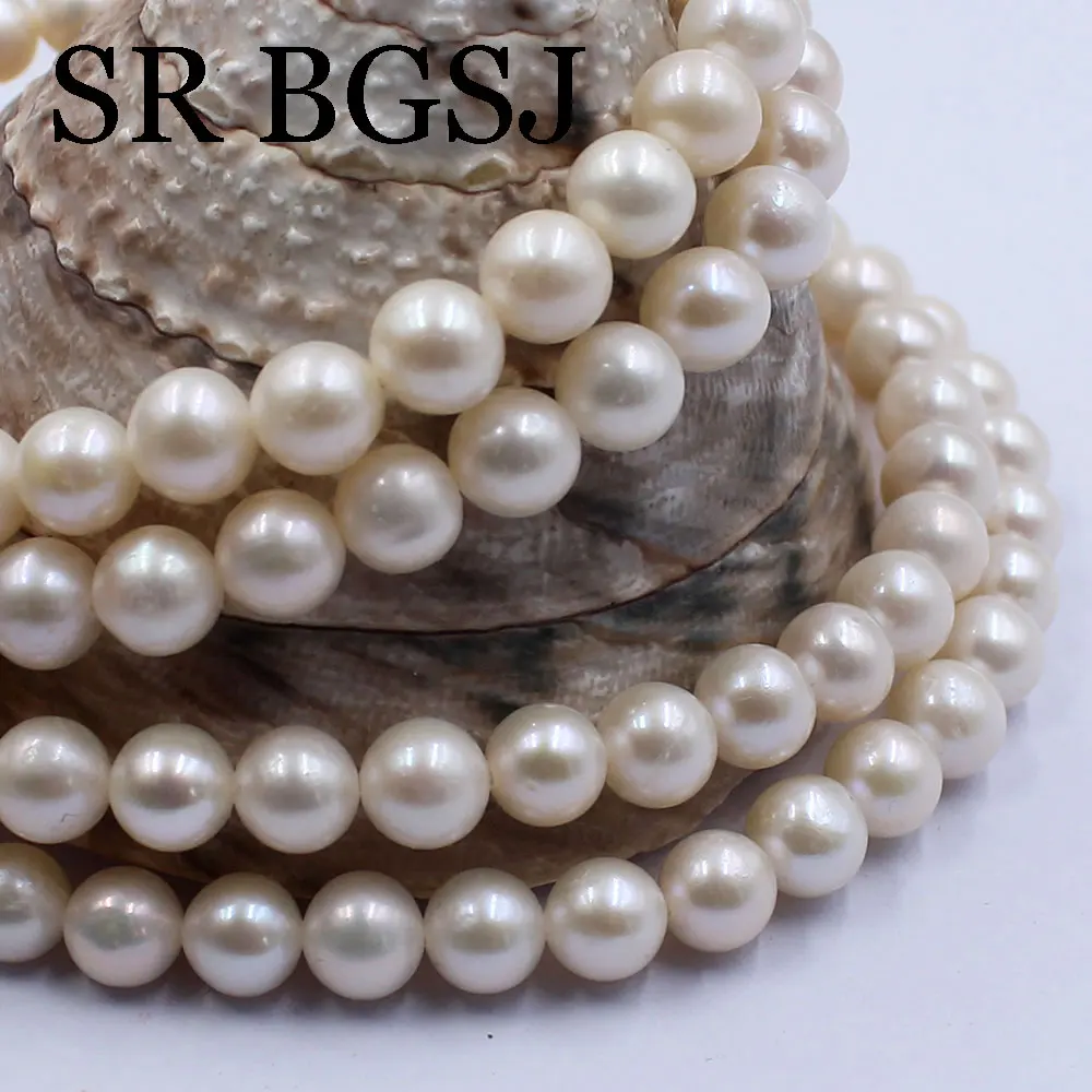 

6mm AAA Natural Freshwater White Pearl Beads Potato Round Baroque Pearls For Jewelry Making DIY Bracelet Necklace 14.5'' Strand