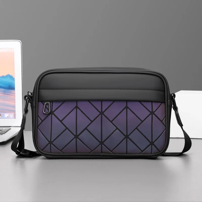 

Кожаные мужские сумки через плечо с ромбовидной решеткой, модная брендовая дизайнерская сумка через плечо для мужчин, повседневная квадратная сумка на плечо, мужские сумки