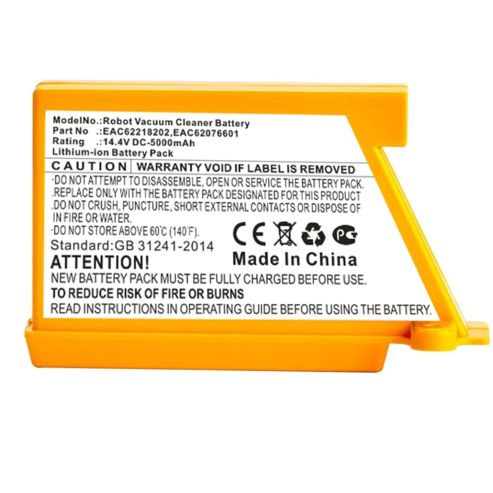 Batería de iones de litio compatible de 14,4 V: alta capacidad de 5000 mAh, para aspiradora LG HomBot VR5940LR/VR5942L/VR5943/VR6140LV/VR6170LVM