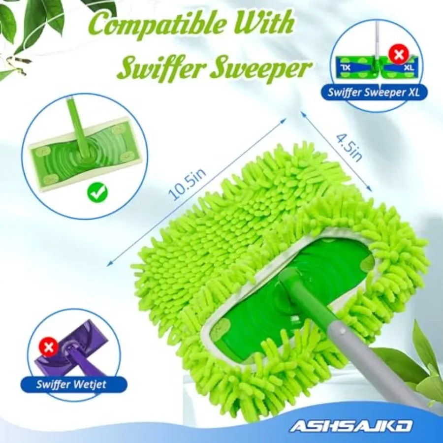 4Pcs for Swiffer Reusable Dry Sweeping Cloths Microfiber Wet Mop Pads Compatible with Swiffer Sweeper Mop, Replacement Wet Mopp