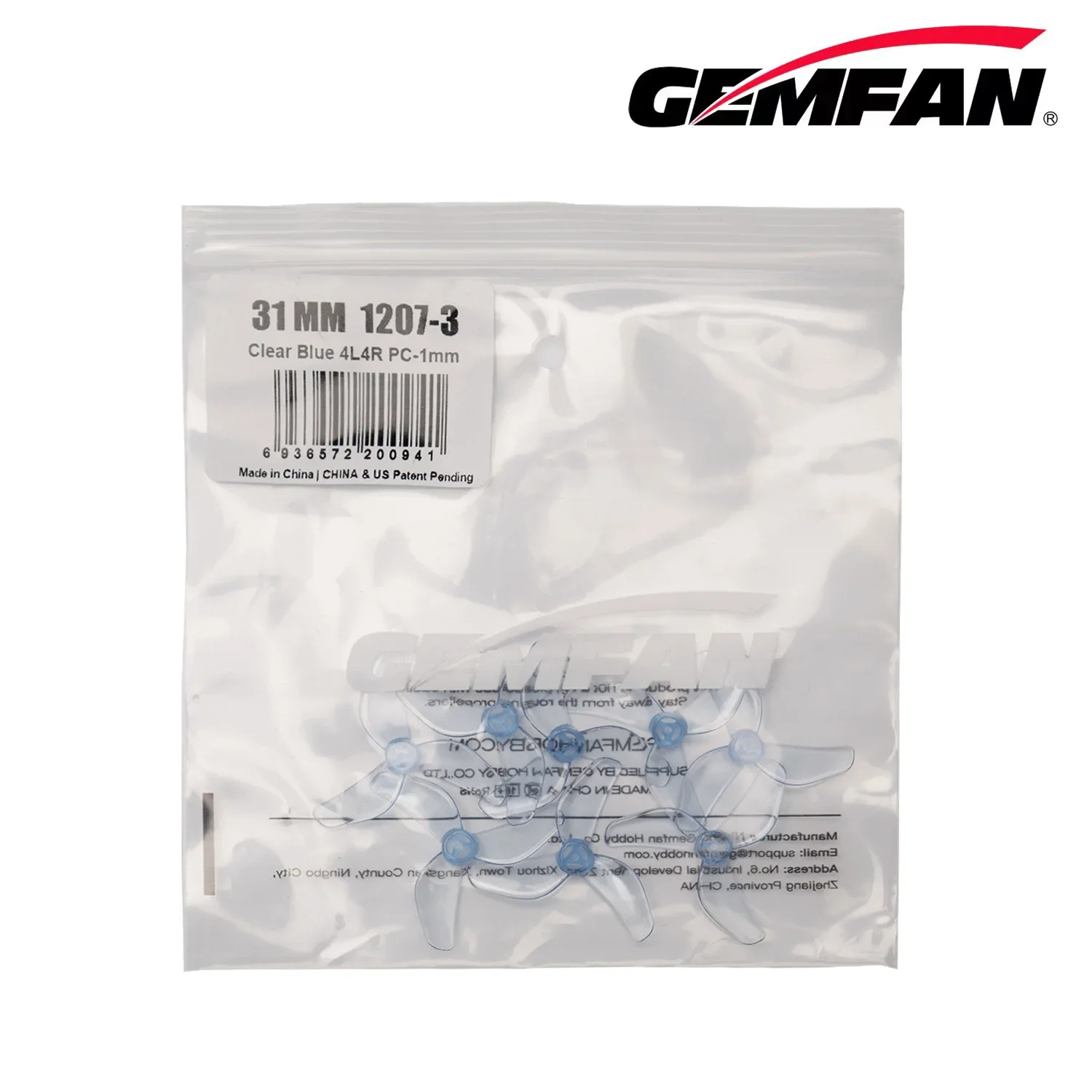 Gemfan 1207 31mm 3-Blade FPV Tiny Propeller - 4Pasang(4CW+4CCW) / 1Kantong