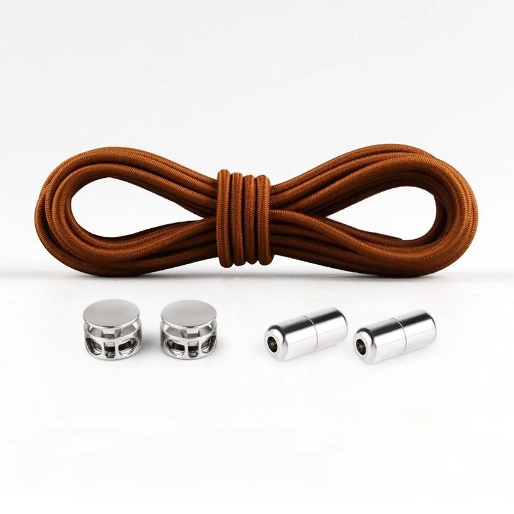 

1 Pair Without ties Lock Shoe laces Spring Buckle Shoestring Metal Buckle Laces Round Elastic Shoe Laces Kids and Adult