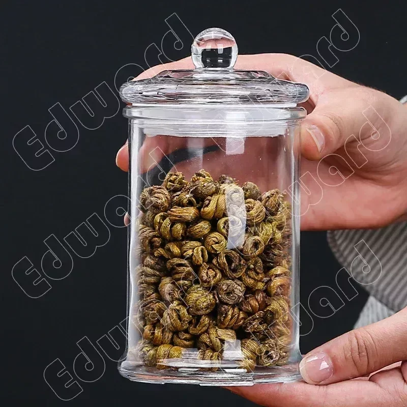 Transparent Jar Classic Style Glass Container Modern Glass Bottle Sealed Jar with Lid Tea Coffee Bean Covered Small Storage Jars