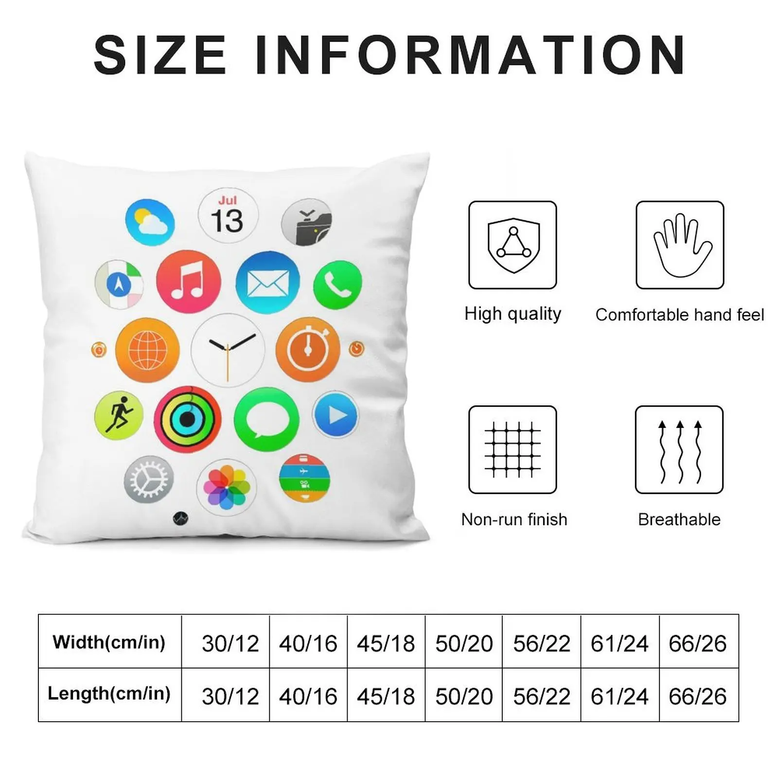 Apple Watch Face - Apps Throw Pillow Decorative Pillow Covers For Sofa Marble Cushion Cover pillow