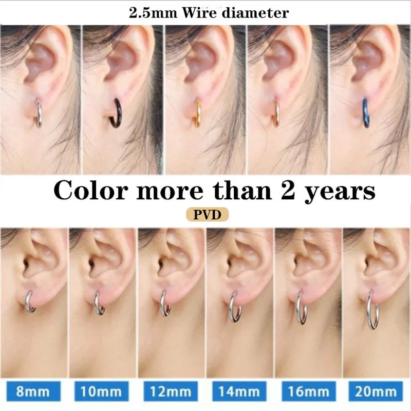 7pcs Small Hoop Earrings Set for Women Men Gold Silver Color Stainles Steel Round Circle Stackable Ear Hoops Piercing Jewelry