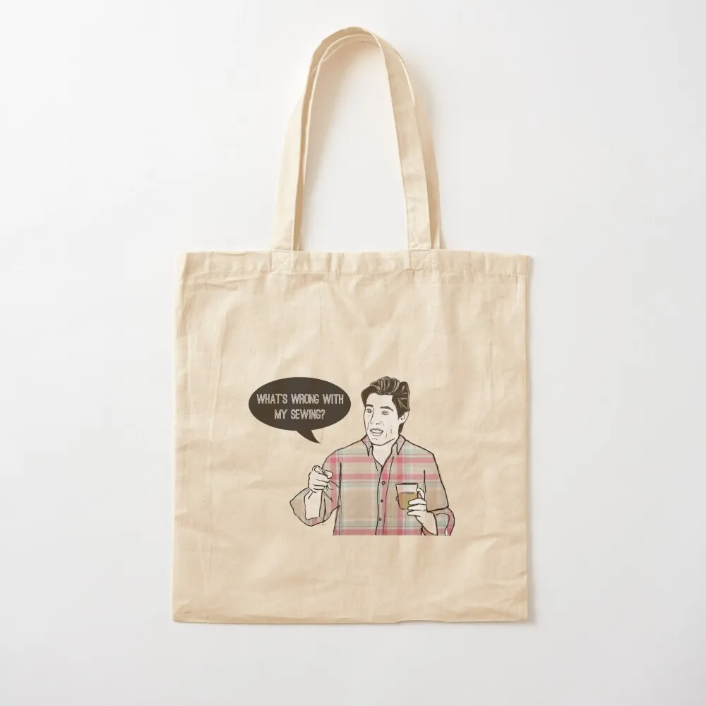 ما هو الخطأ مع الخياطة الخاصة بي؟ حقيبة حمل حقيبة هدايا حقيبة حمل لطيفة شعار التسوق قماش للنساء