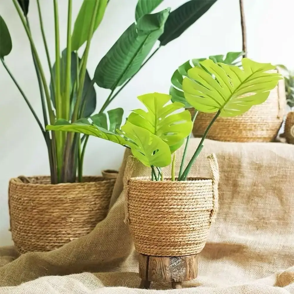 1Pcs For Garden Terraces Flower Pot Basket Rattan Straw Furniture Decoration Grass Woven Flowerpot Mini/S/M/L Planter Basket