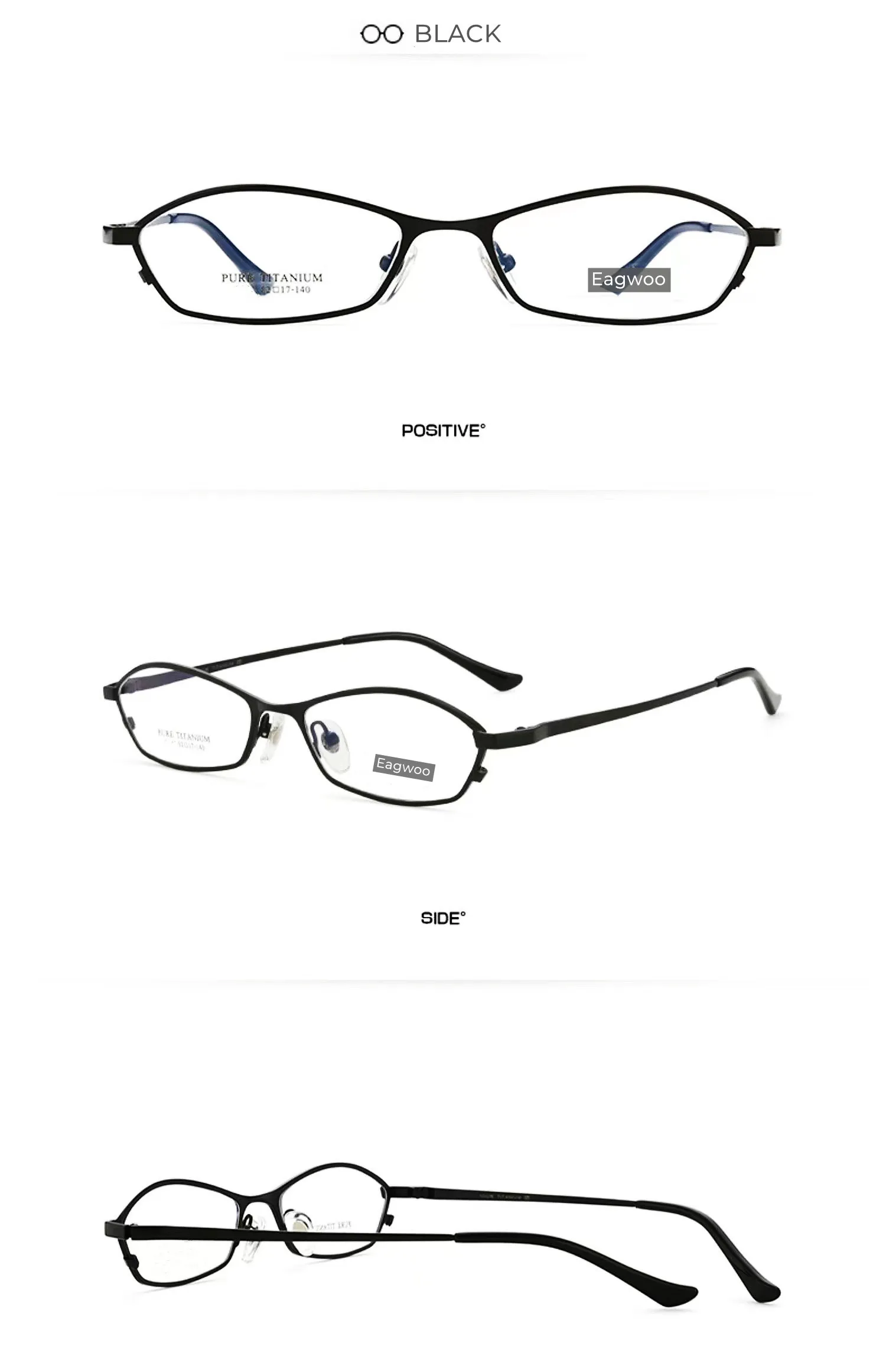 Reinem Titan Frauen Brille Entworfen Abnorme Form Vollrand Spektakel Hohe Grade Rezept Brillen – Detail 7
