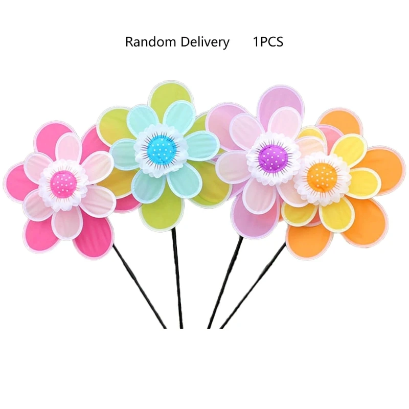 K1MF Pinwheels Two Layer Decorative Garden Stakes Windmills Yard Gardening Art Gifts