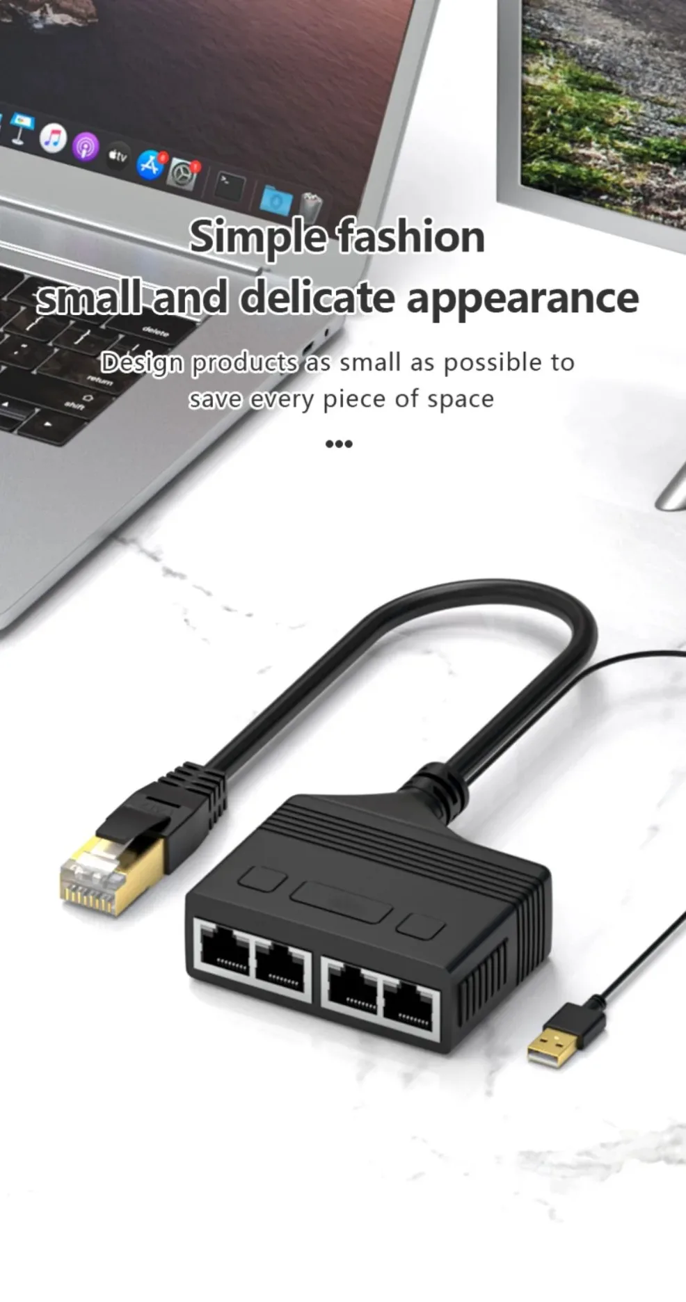 Разветвитель LccKaa RJ45, адаптер Ethernet от 1 до 4, Сетевой удлинитель кабеля интернет, соединитель RJ45 для ПК, ноутбука, ТВ-приставки, маршрутизатора