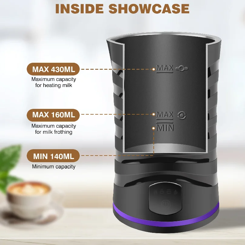 Electric Milk Frother and Steamer Hot Chocolate Machine 400W 4 in 1 Temperature Control 600ml Hot and Cold Milk Foam Maker for L - view 4