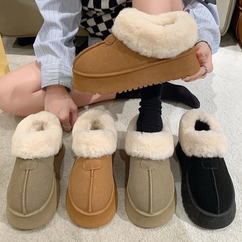 

New Fluffy Platform Slippers for Women 2025 Winter Plush Warm Cotton Shoes Woman Comfort Non Slip Unisex Home Soft Slippers