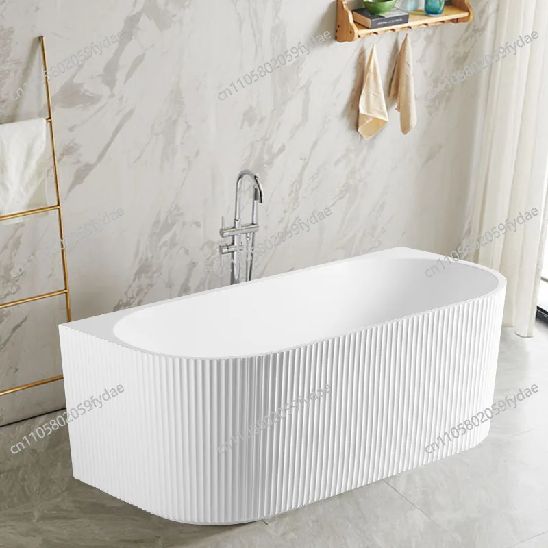 

Simple modern acrylic seamless integrated bathtub household bathroom bath striped bath freestanding adult bathtub