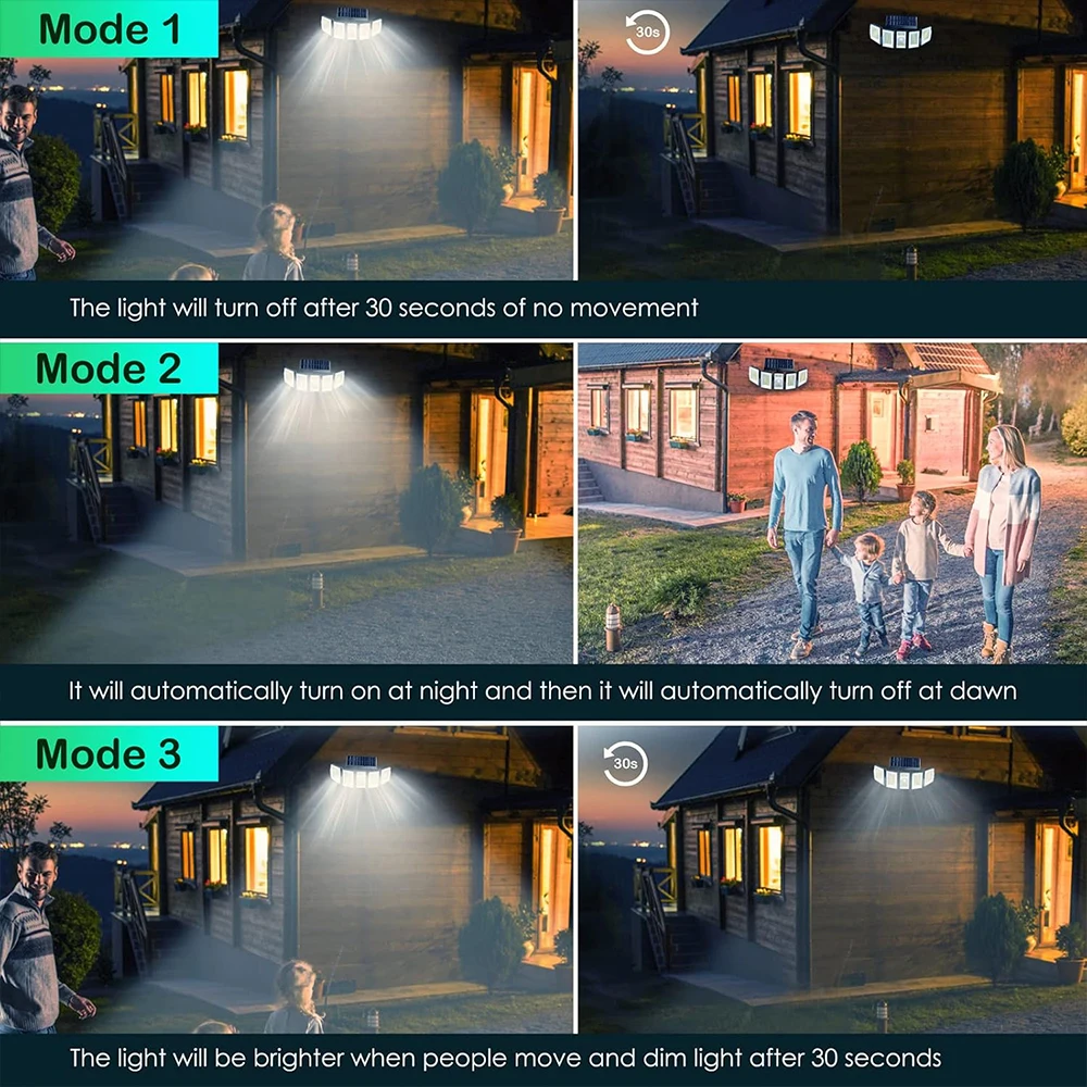 Solar Lights Outdoor, 300LED Motion Sensor Outdoor Light with Remote, 5 Heads Waterproof Solar Flood Security Lights for Outside