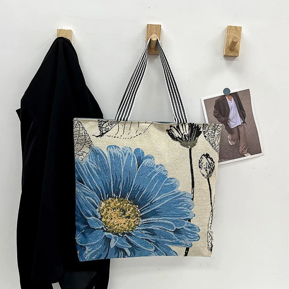 Canvas Retro Handbags Casual Printing Dacron Hand Carry Bag Women Shoulder Bags