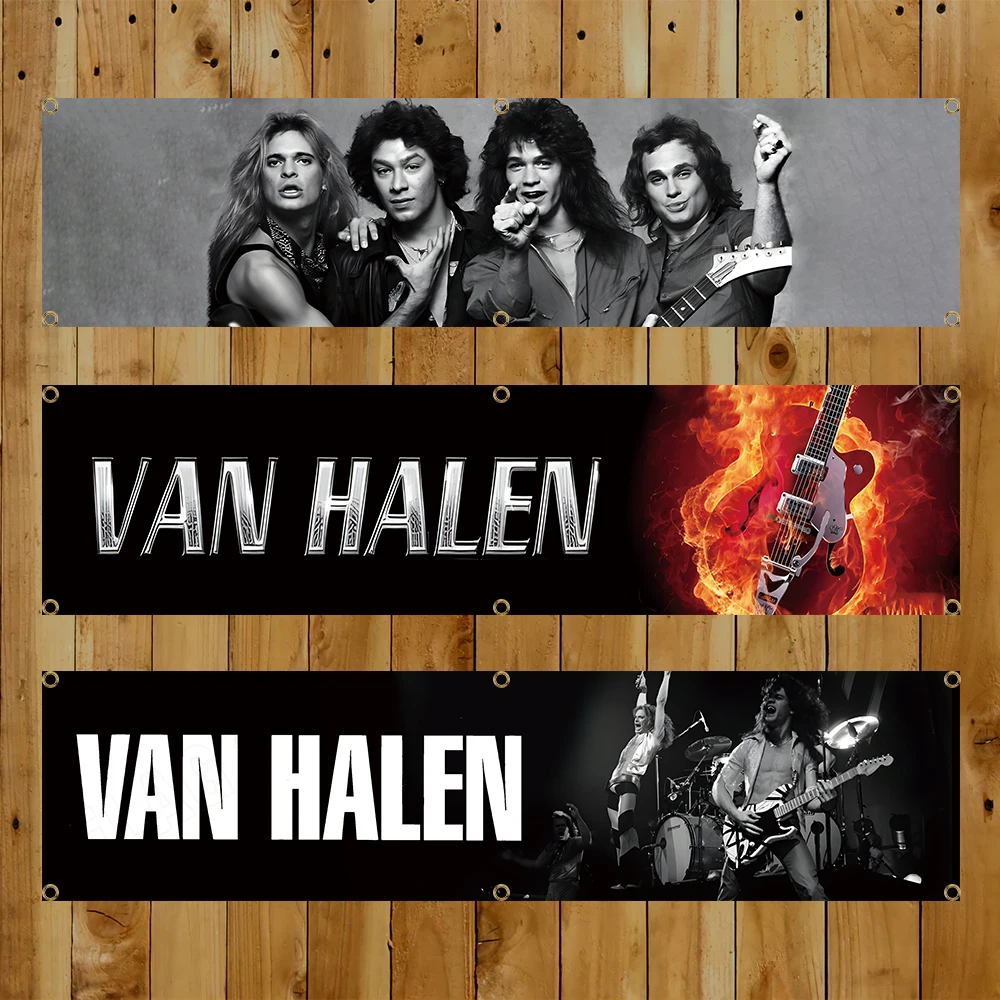 60x240cm V-van halens Heavy Metal Band Flag Poster Tapestry Polyester Digital Printing Banner For Garage Indoor Outdoor