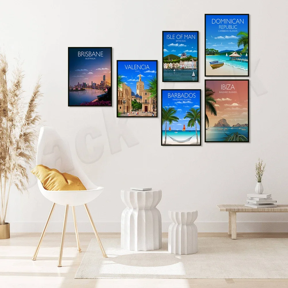 British Isles, Perth City, Mallorca, Valencia City, Brisbane Queensland, Sofia, Caribbean Sea, Cape Town City Travel Poster