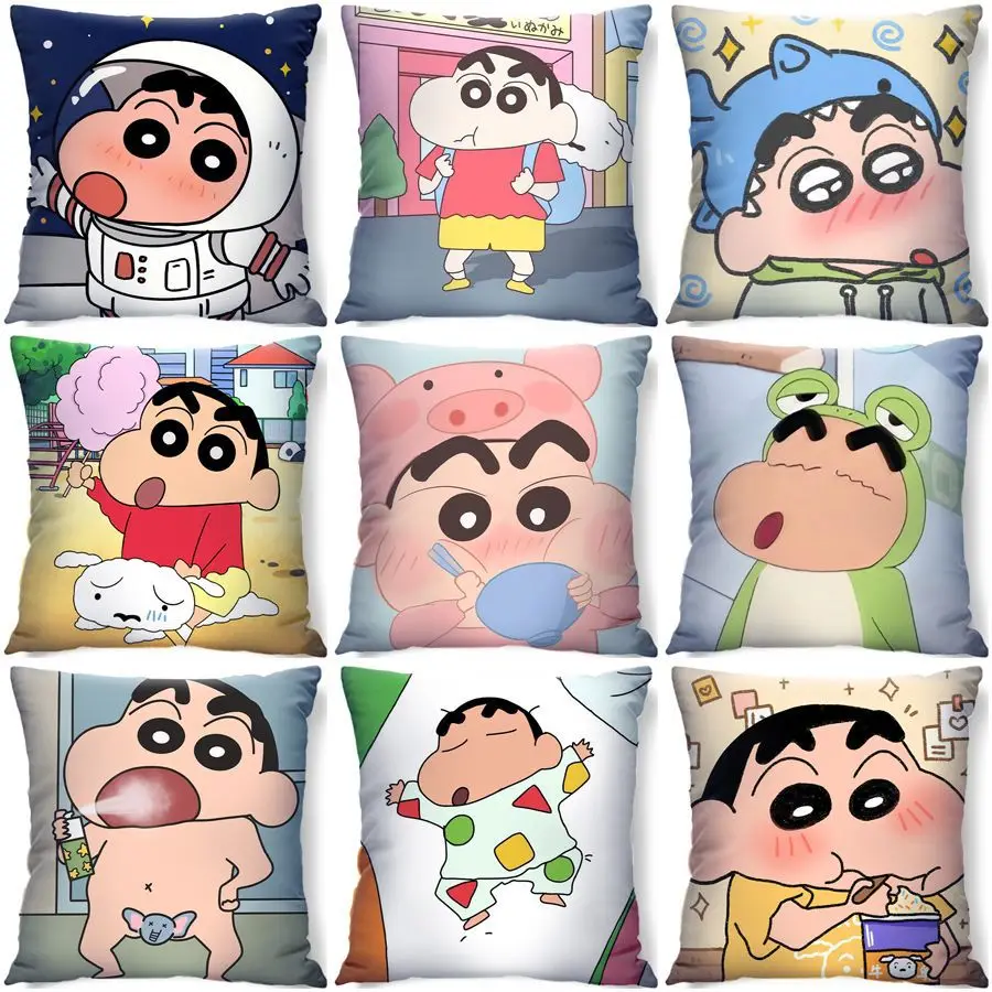 Crayon Shin Chans Anime Pillow Cartoon Cute Pillow Kids Student Pillow Sofa Bedroom Pillow Car Waist Square Pillow Gift