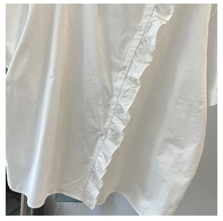 เสื้อแขนสั้นผู้หญิงผ้าฝ้าย Patchwork Pintuck SLIM FIT เสื้อ Harajuku โมเดิร์นศิลปะ Urban นักเรียนอ่อนเยาว์ TOP Casual