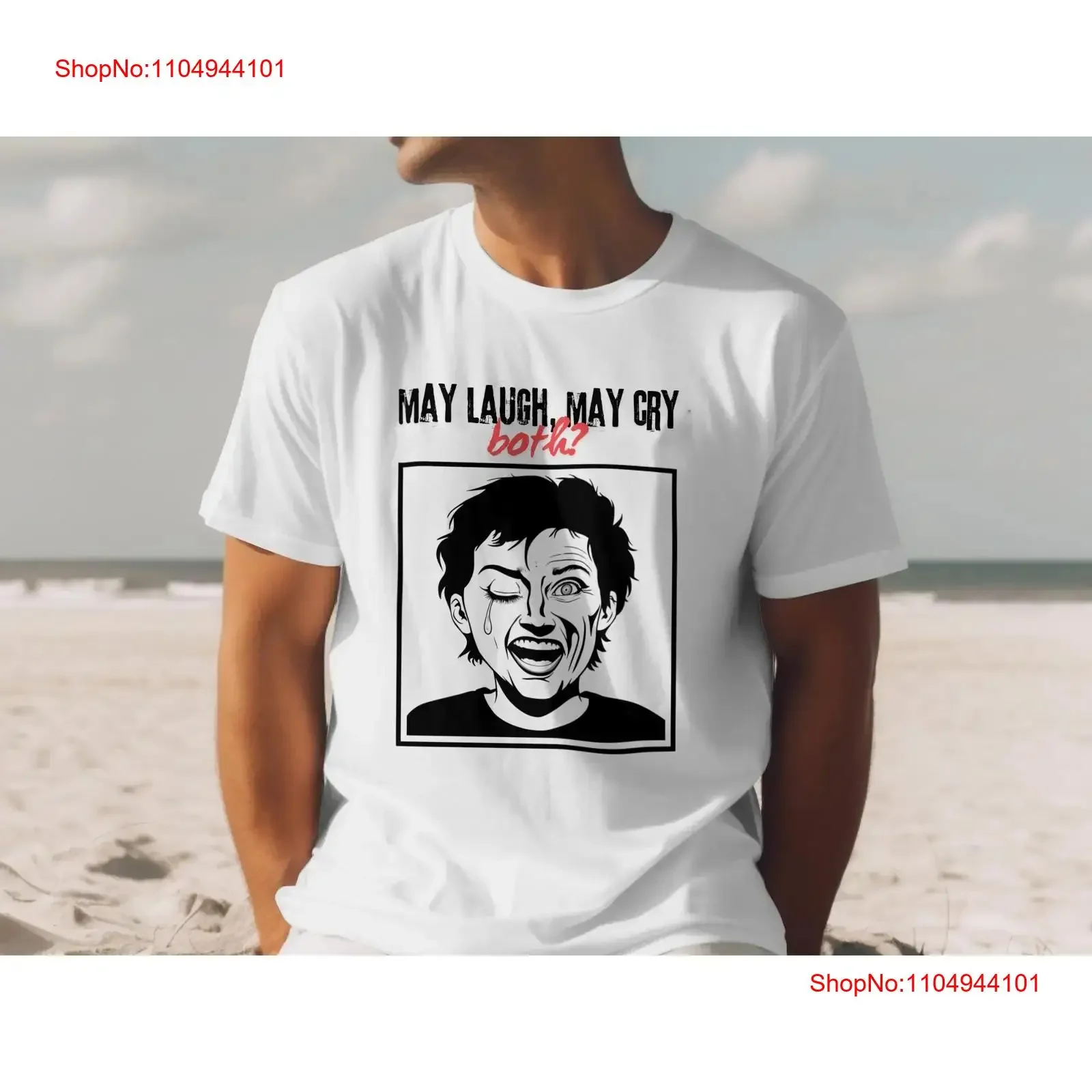 

Забавная футболка May Laugh Cry Both, тревога, психическое здоровье, сарказм, винтажная стираная уличная дизайнерская одежда, повседневная мужская графика
