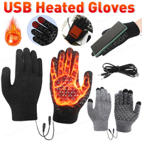 USB Electric Heated Gloves Touch Screen Gloves Non-Slip Thermal Knitting Mitts Thicken Winter Cycling Gloves for Men Women