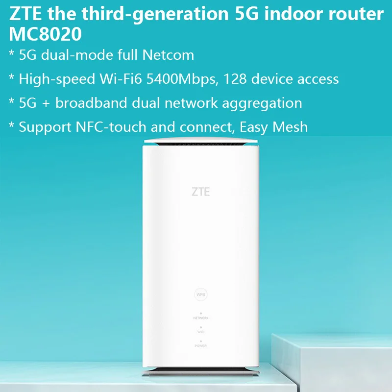 ZTE 5G CPE 3 Pro MC8020 5G 모뎀 CPE 와이파이 6 듀얼 밴드 5400Mbps 무선 라우터, SIM 카드 슬롯 포함, 5G 4G LTE 네트워크 리피터