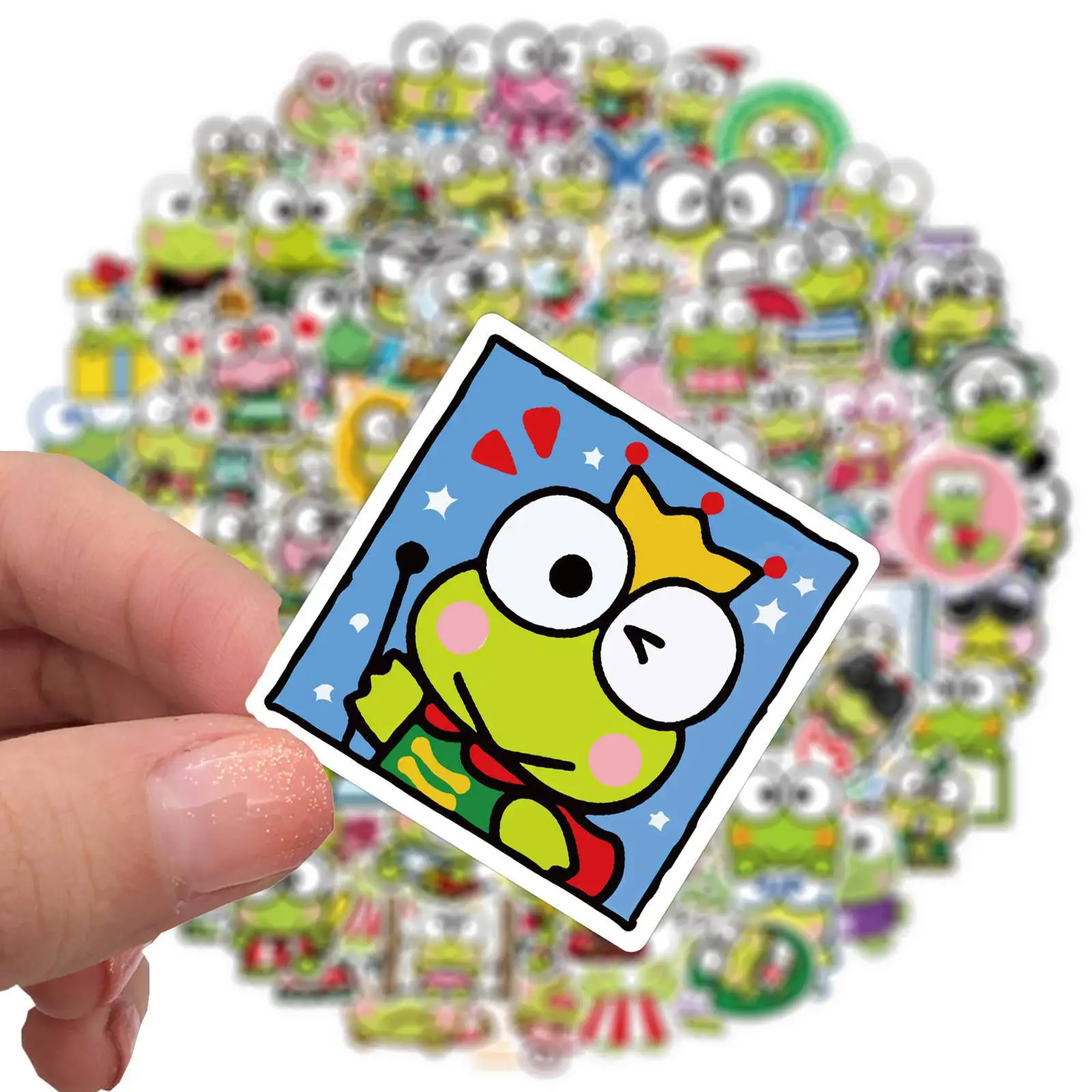 Pegatinas Kawaii Sanrio Kero Keroppi para niños, calcomanías para teléfono, cuadernos de coche, cuaderno de bocetos, papelería, 10/50/100 piezas