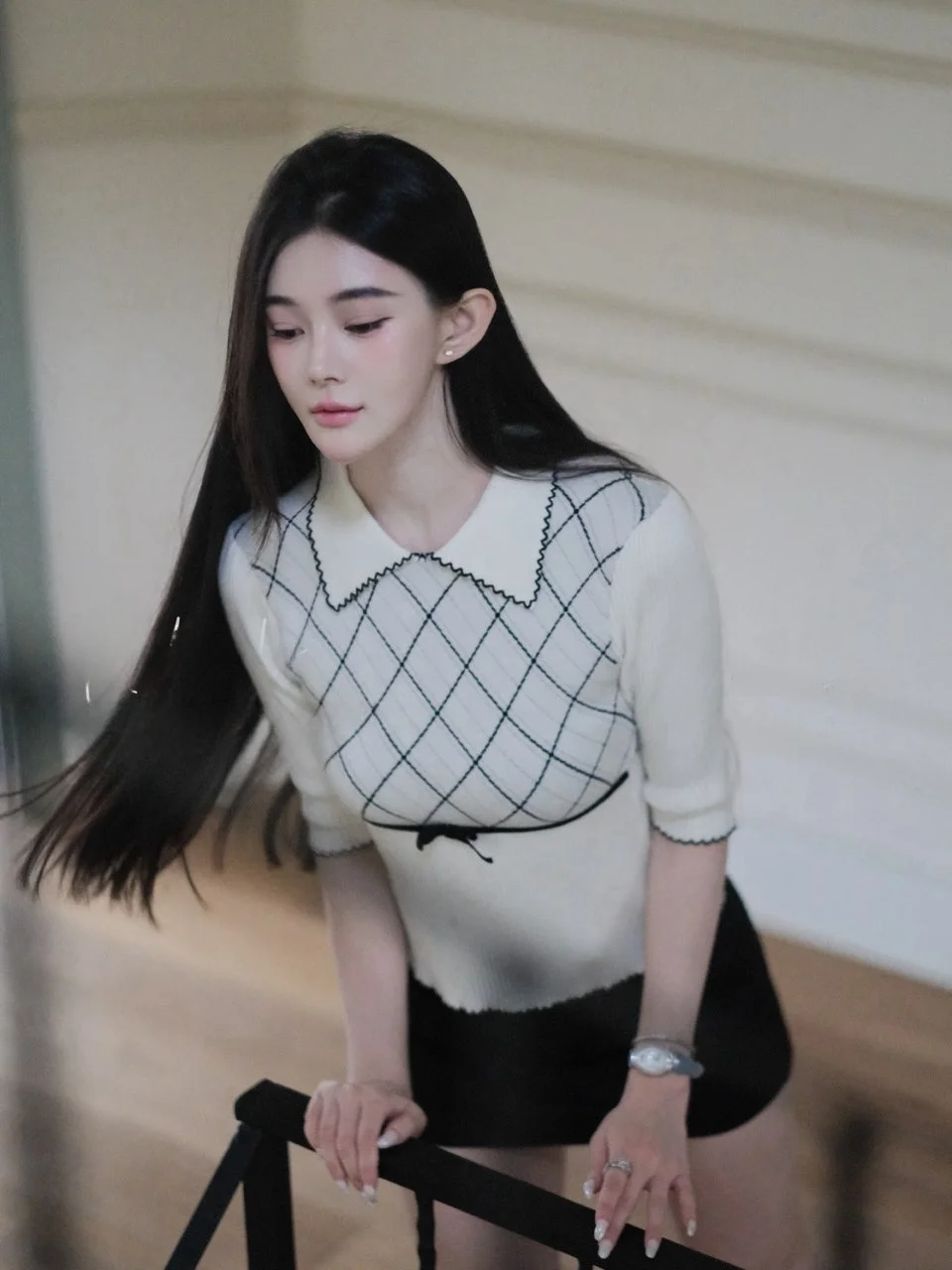 

Redmole Original Plaid Knitwear Woolly Comfortable Velvet Embroidered Lo Knitted Sweater Ele Sle Winter Faion ...